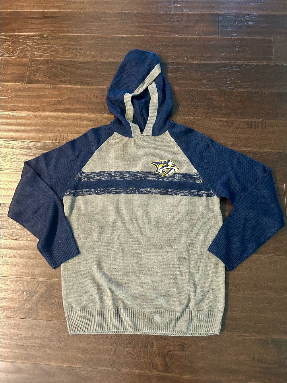 Nashville Predators Navy & Gray Hooded Knit Pullover